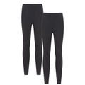 Jet Black - Front - Mountain Warehouse Womens-Ladies Cotton Blend Midweight Leggings (Pack of 2)