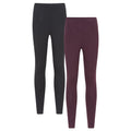 Berry - Front - Mountain Warehouse Womens-Ladies Cotton Blend Midweight Leggings (Pack of 2)