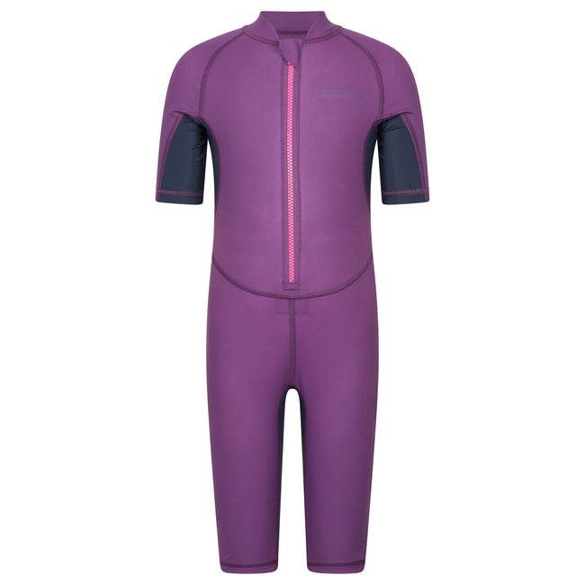 Purple - Front - Mountain Warehouse Childrens-Kids Wave Lined Thermal Wetsuit