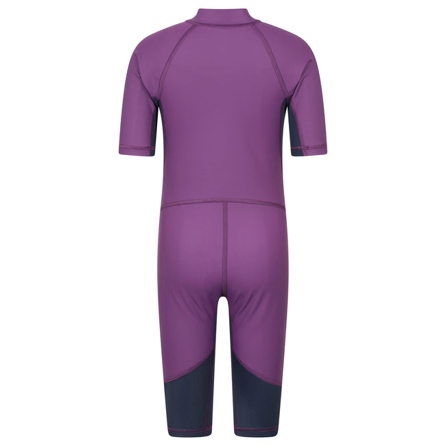 Purple - Back - Mountain Warehouse Childrens-Kids Wave Lined Thermal Wetsuit