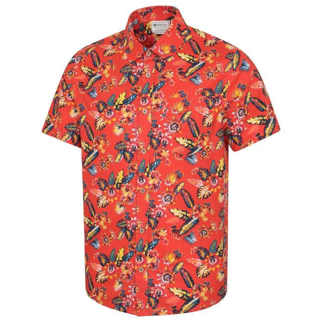 Orange - Side - Mountain Warehouse Mens Tropical Leaves Short-Sleeved Shirt