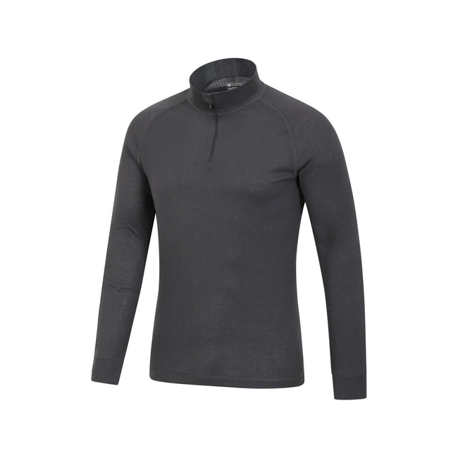 Charcoal - Lifestyle - Mountain Warehouse Mens Talus Zip Neck Long-Sleeved Thermal Top