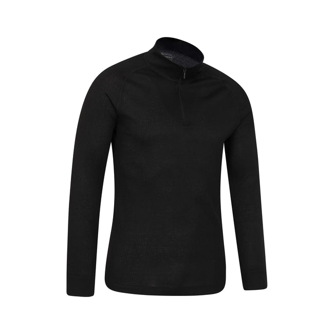 Black - Back - Mountain Warehouse Mens Talus Zip Neck Long-Sleeved Thermal Top