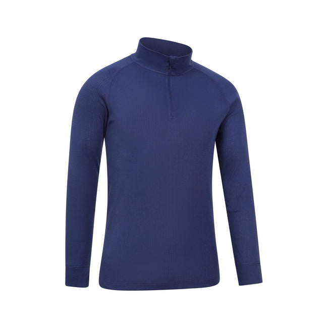 Dark Blue - Front - Mountain Warehouse Mens Talus Zip Neck Long-Sleeved Thermal Top