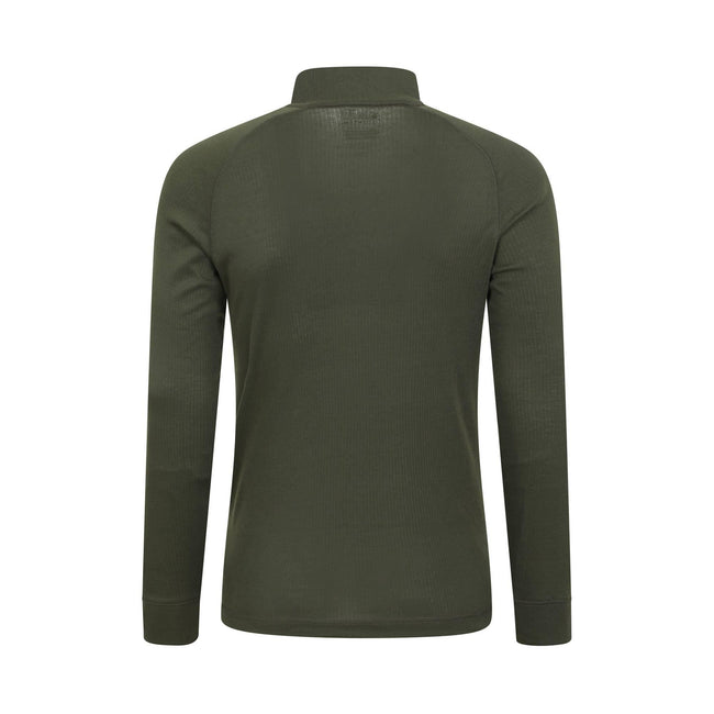 Khaki Green - Back - Mountain Warehouse Mens Talus Zip Neck Long-Sleeved Thermal Top
