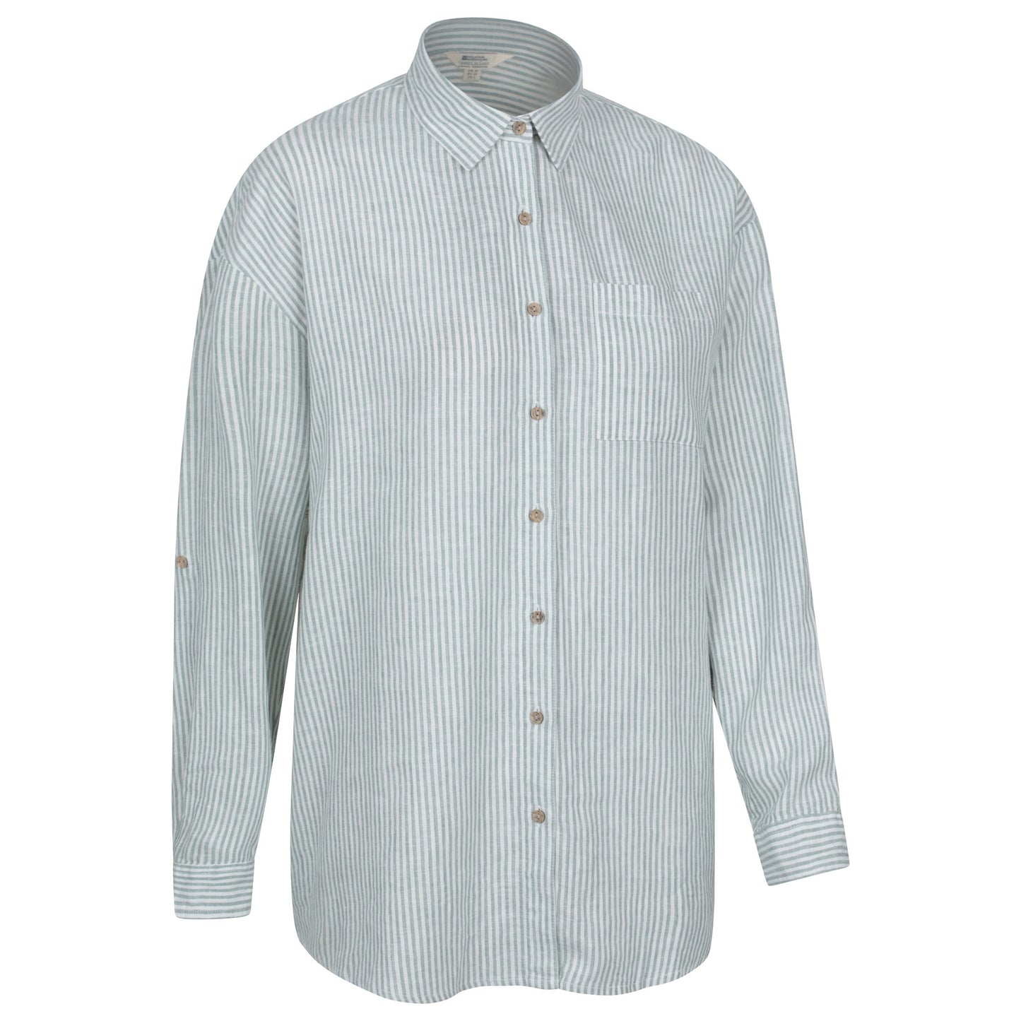 Light Khaki - Side - Mountain Warehouse Womens-Ladies Santiago Stripe Oversized Shirt