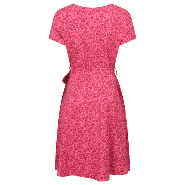 Red - Back - Mountain Warehouse Womens-Ladies Santorini Flower Jersey Wrap Dress