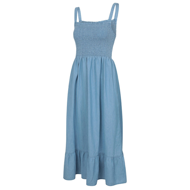 Pale Blue - Side - Mountain Warehouse Womens-Ladies Marbella Strappy Shirred Midi Dress