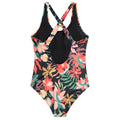 Black - Back - Animal Womens-Ladies Mia Leafy Floral Cross Back One Piece Swimsuit