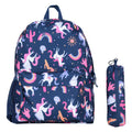 Navy - Front - Mountain Warehouse Bookworm Unicorn 15L Backpack & Pencil Case