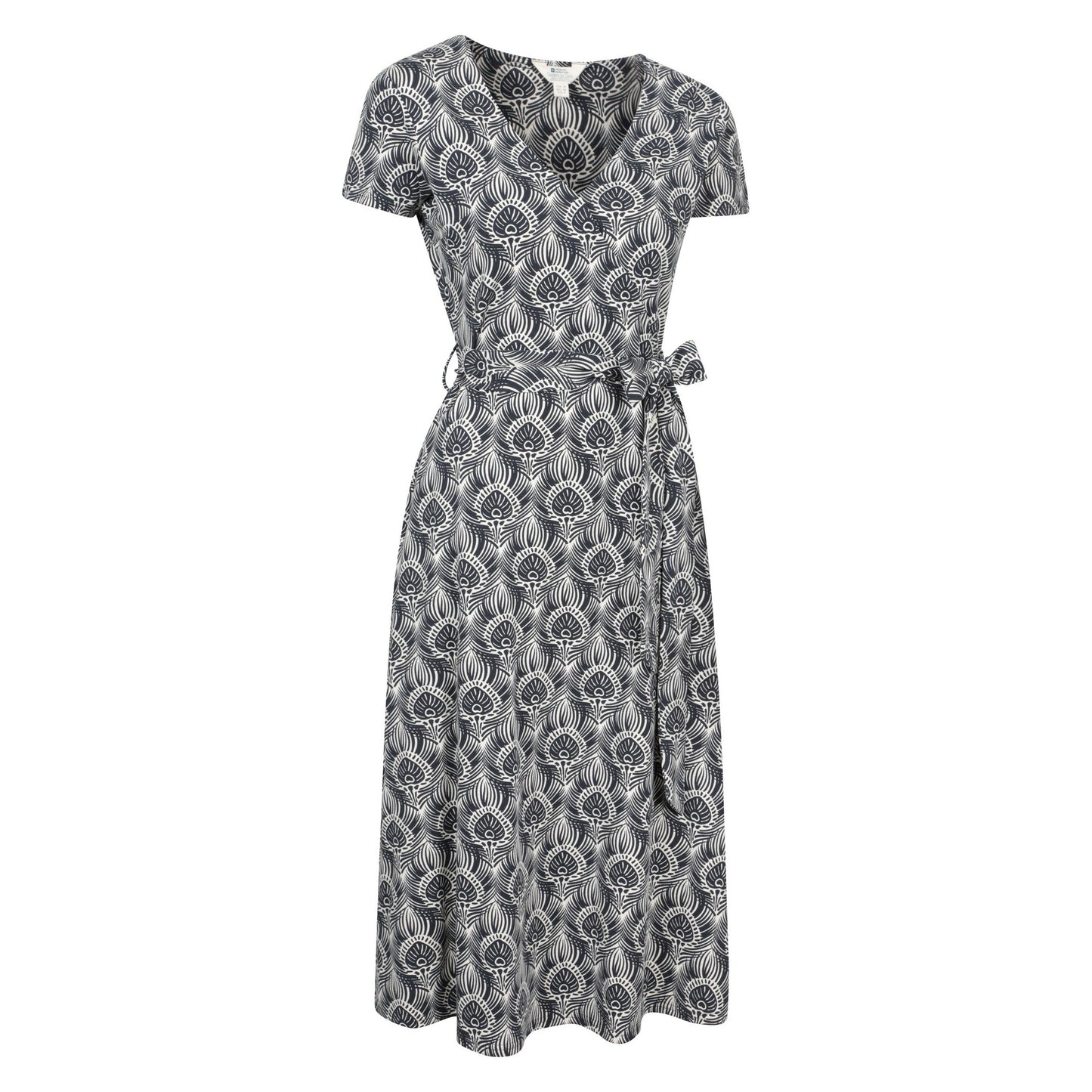Navy - Lifestyle - Mountain Warehouse Womens-Ladies Santorini Peacock Feather Midi Wrap Dress