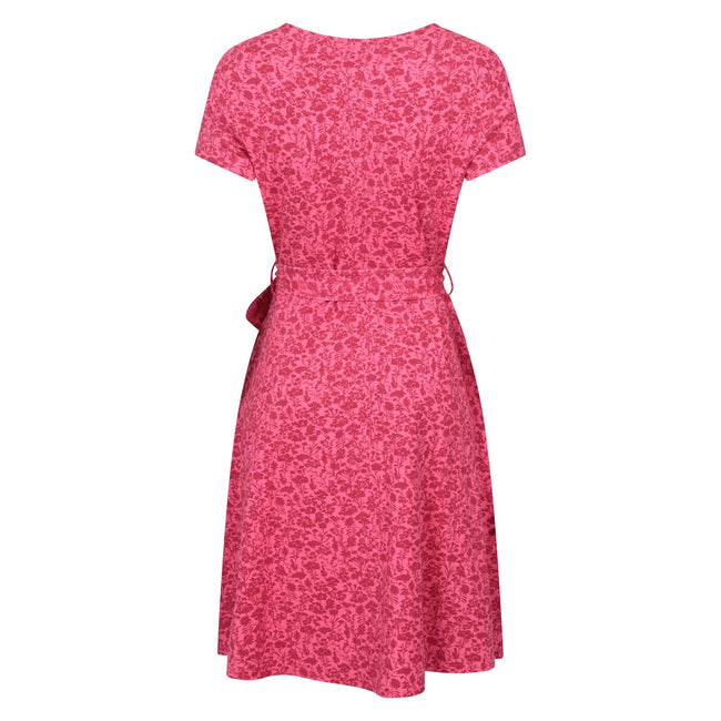 Red - Back - Mountain Warehouse Womens-Ladies Santorini Hibiscus Jersey Wrap Dress