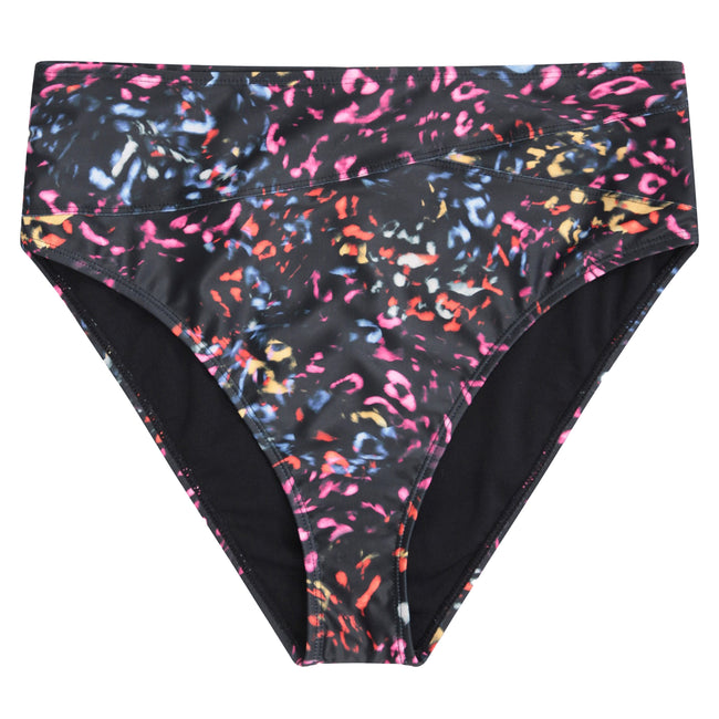 Jet Black - Front - Animal Womens-Ladies Bondi Patterned Bikini Bottoms