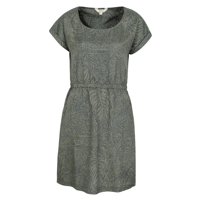 Khaki Green - Front - Mountain Warehouse Womens-Ladies Mykonos Leaf Print Dress