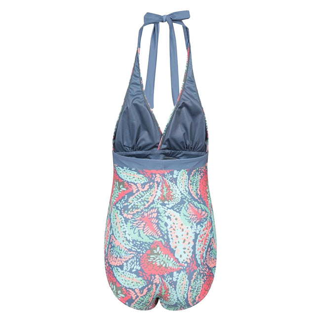 Green - Back - Mountain Warehouse Womens-Ladies Ocean Notion Patterned One Piece Swimsuit