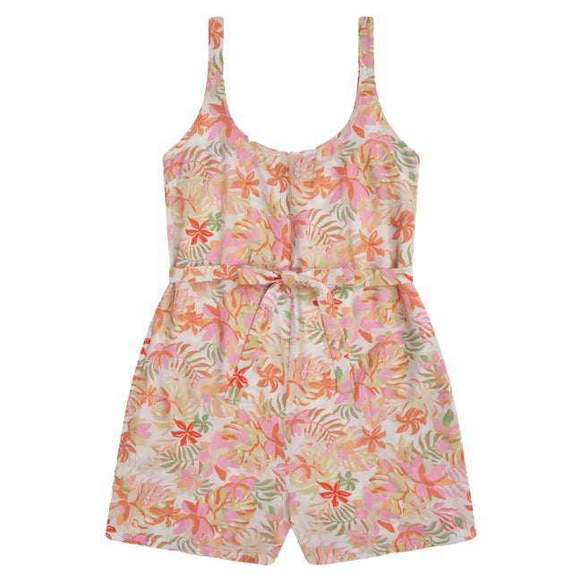 Off White - Front - Animal Womens-Ladies Flora Leaf Print Playsuit