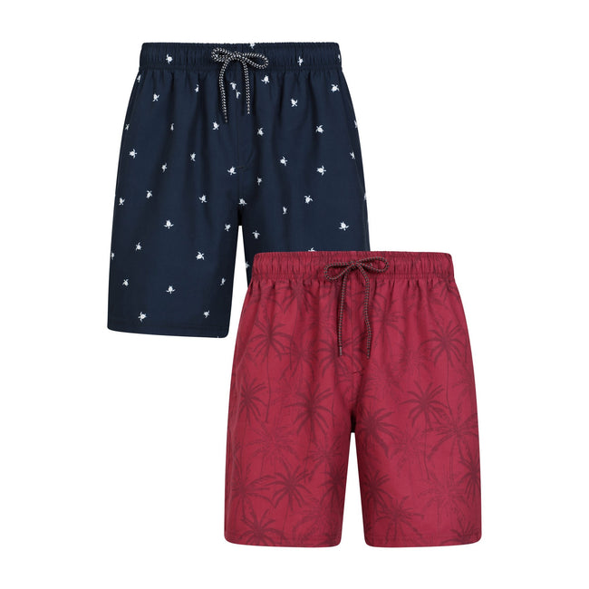 Burgundy - Front - Mountain Warehouse Mens Aruba Swim Shorts (Pack of 2)