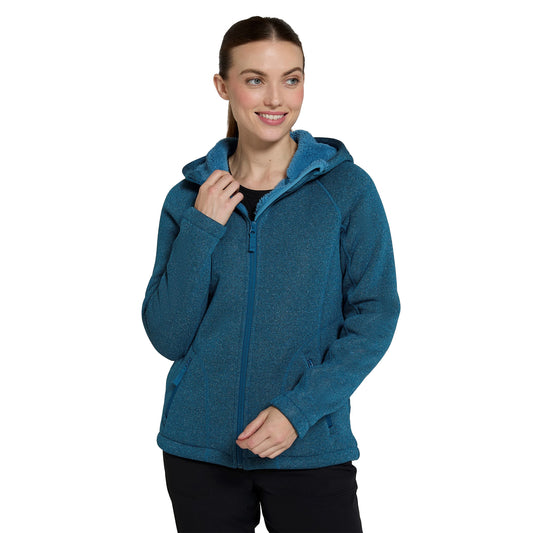 Dark Teal - Front - Mountain Warehouse Womens-Ladies Nevis Faux Fur Lined Full Zip Hoodie