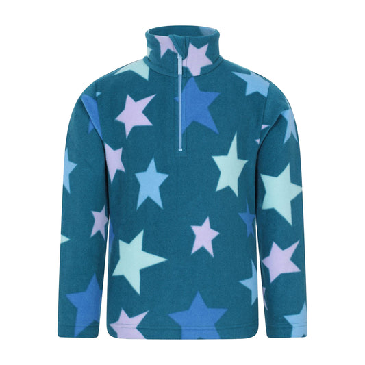 Turquoise - Front - Mountain Warehouse Childrens-Kids Endeavour Star Microfleece Half Zip Fleece