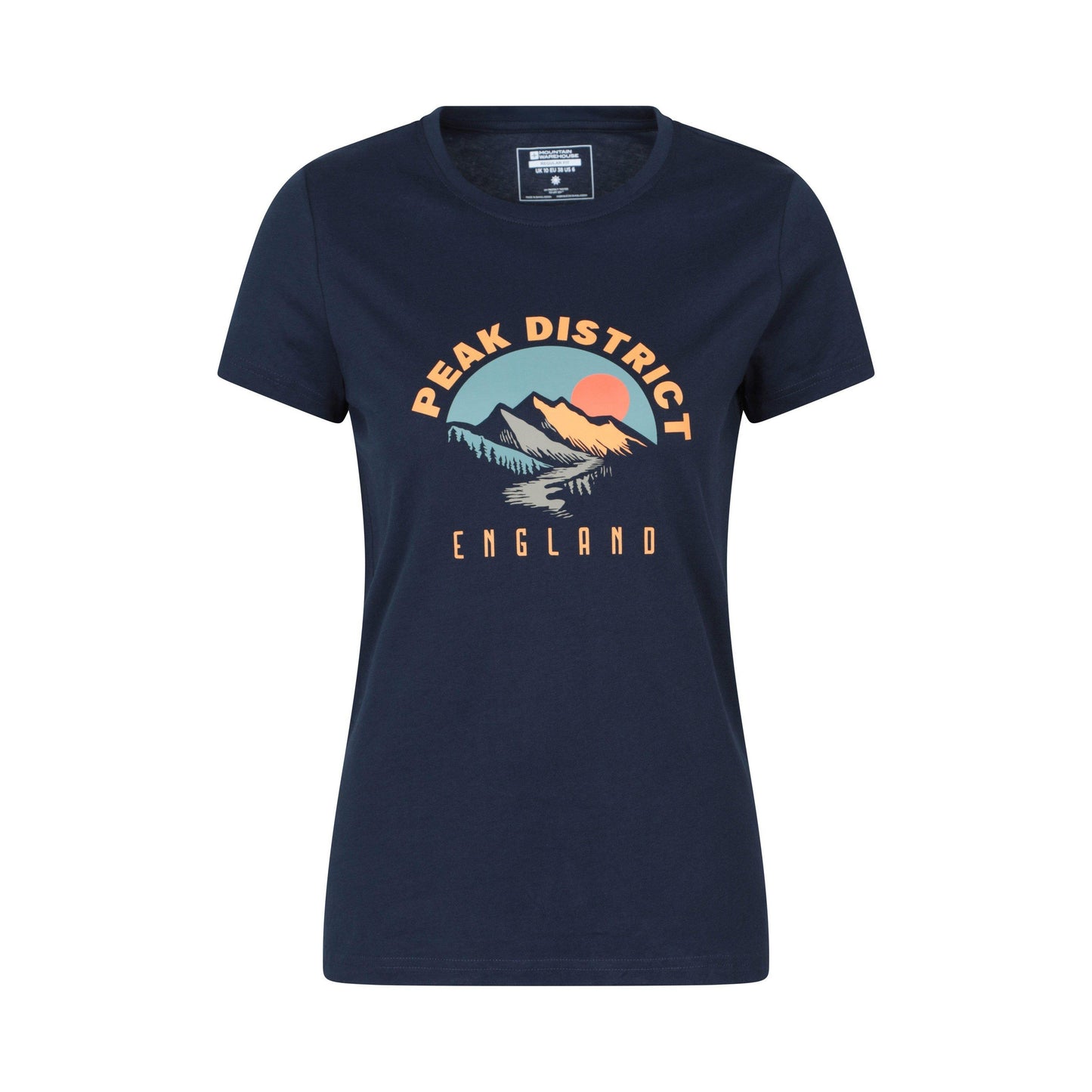 Navy - Front - Mountain Warehouse Womens-Ladies Peak District Mountain Scene T-Shirt