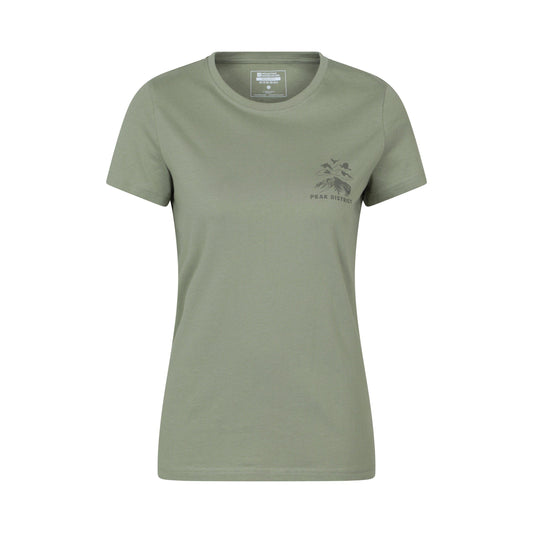 Khaki Green - Front - Mountain Warehouse Womens-Ladies Peak District Mountain Scene T-Shirt