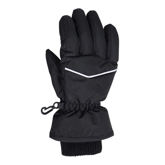 Black - Front - Mountain Warehouse Childrens-Kids Faux Fur Lined Isotherm Snow Gloves