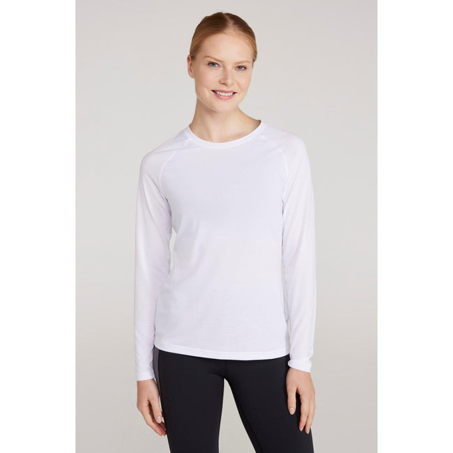 White - Front - Mountain Warehouse Womens-Ladies Quick Dry Long-Sleeved Top