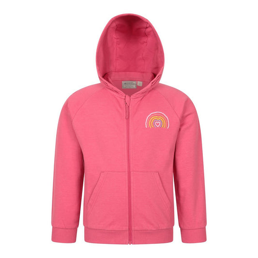 Dark Pink - Front - Mountain Warehouse Childrens-Kids Rainbow Heart Full Zip Hoodie