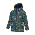 Dark Green - Side - Mountain Warehouse Childrens-Kids Exodus Dinosaurs Water Resistant Soft Shell Jacket