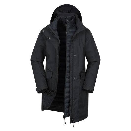 Black - Front - Mountain Warehouse Womens-Ladies Rain On 3 in 1 Waterproof Jacket