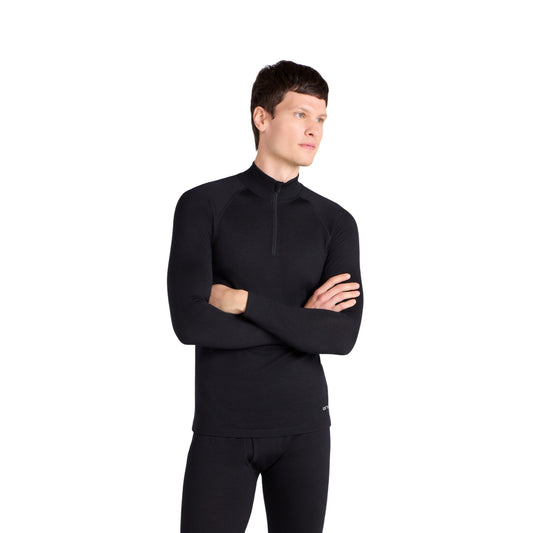 Black - Front - Animal Mens Merino Wool Quarter Zip Midlayer