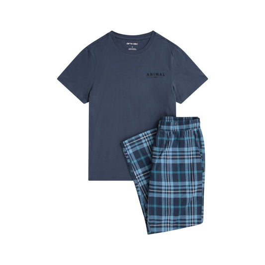 Blue - Front - Animal Mens Driftoff Pyjama Set