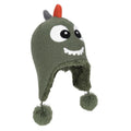 Green - Side - Mountain Warehouse Childrens-Kids Dragon Faux Fur Lined Hat And Gloves Set