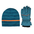 Blue - Front - Mountain Warehouse Childrens-Kids Line Isotherm Hat And Gloves Set