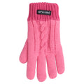 Pink - Side - Animal Childrens-Kids Faux Fur Lined Hat And Gloves Set