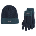Navy - Front - Animal Childrens-Kids Faux Fur Lined Hat And Gloves Set