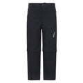 Black - Front - Mountain Warehouse Childrens-Kids Forest Water Resistant Zip-Off Trousers