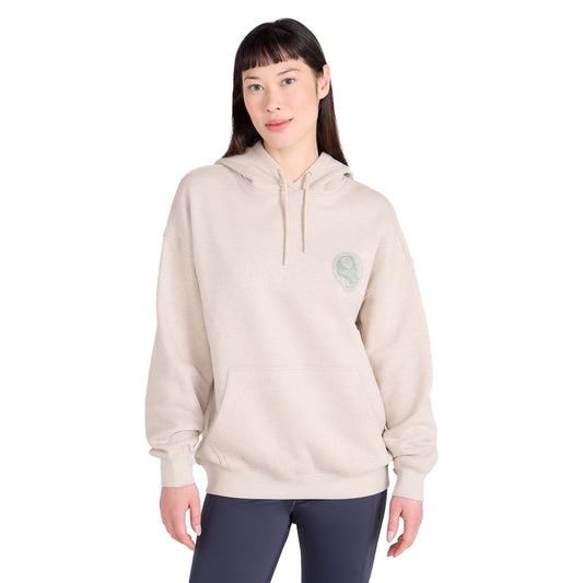 Beige - Front - Mountain Warehouse Womens-Ladies Mountain Collage Relaxed Fit Hoodie
