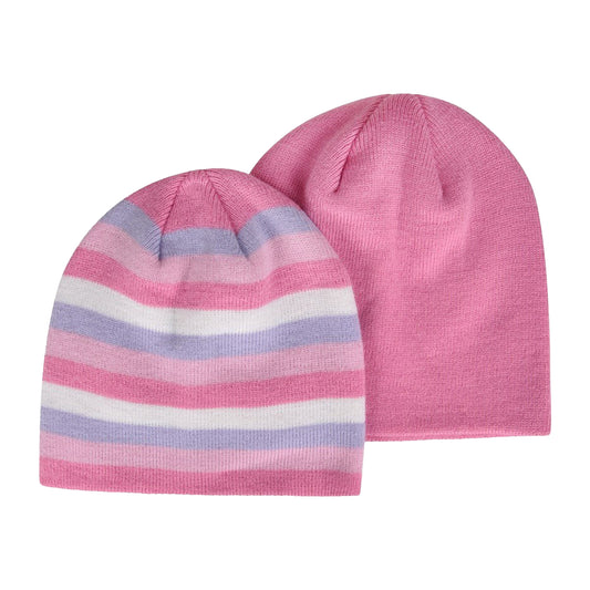 Pink - Front - Mountain Warehouse Childrens-Kids Assorted Designs Beanie (Pack of 2)