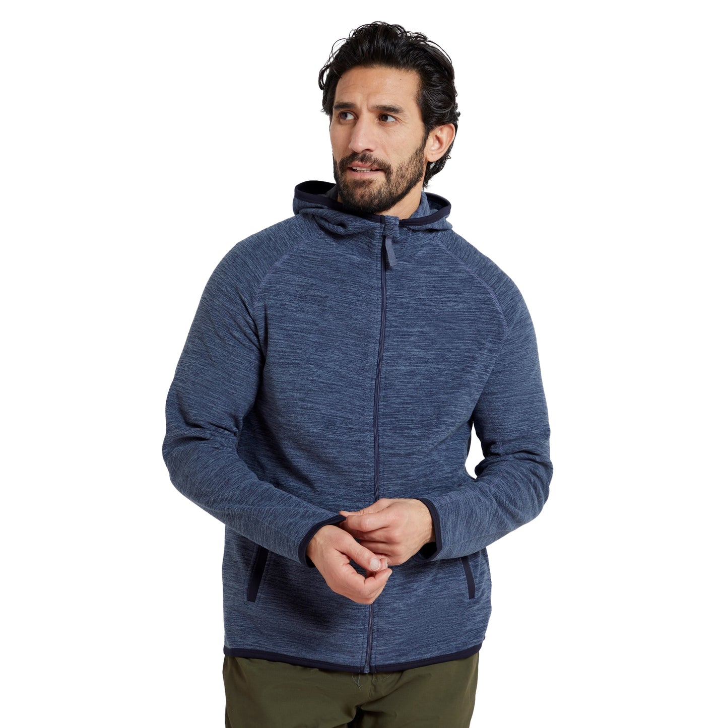 Blue - Close up - Mountain Warehouse Mens Snowdon II Full Zip Hoodie