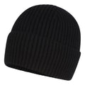 Black - Side - Mountain Warehouse Womens-Ladies IsoTherm Ribbed Faux Fur Lined Beanie