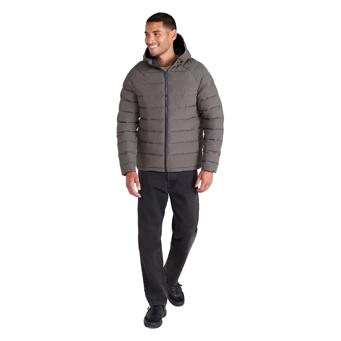 Khaki Green - Pack Shot - Animal Mens Light Cloud Cosi Hooded Marl Padded Jacket