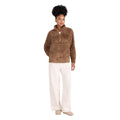 Tan - Pack Shot - Animal Womens-Ladies Teddy Fleece Half Zip Jacket