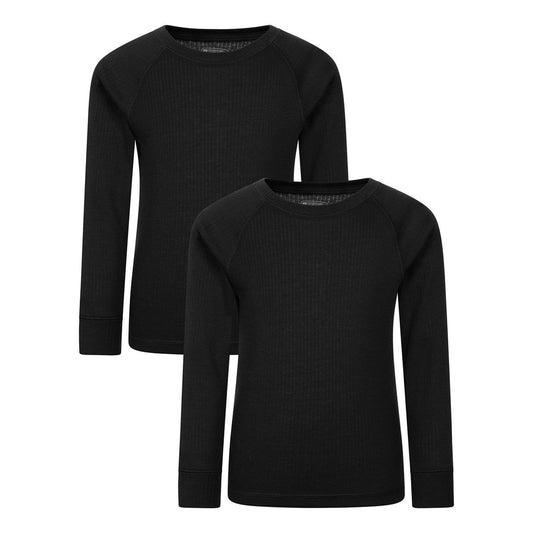 Black - Front - Mountain Warehouse Childrens-Kids Talus Base Layer Top (Pack of 2)