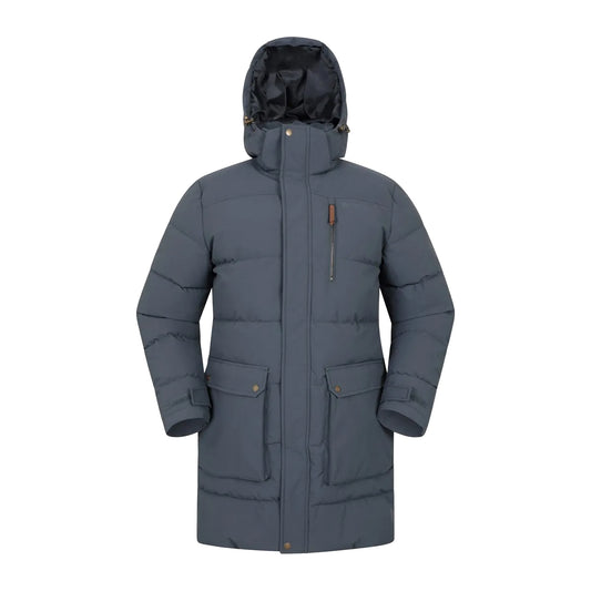 Navy - Front - Mountain Warehouse Mens Digby Long Padded Parka
