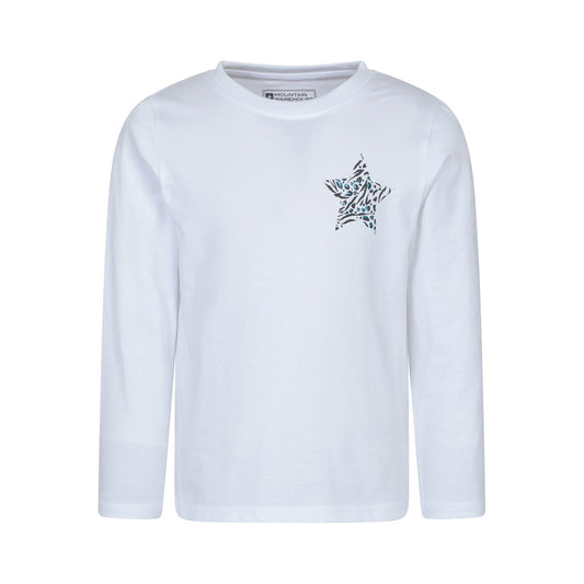 Light Beige - Front - Mountain Warehouse Childrens-Kids Leopard Star Long-Sleeved T-Shirt