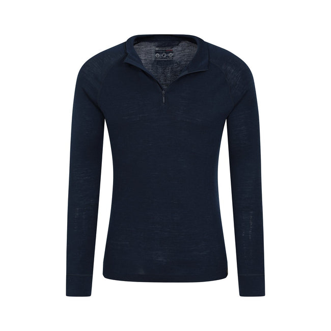 Navy - Pack Shot - Mountain Warehouse Mens Merino Wool Base Layer Top (Pack of 2)
