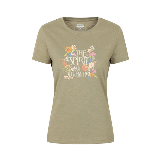 Khaki Green - Front - Mountain Warehouse Womens-Ladies Spirit Of Adventure Printed T-Shirt