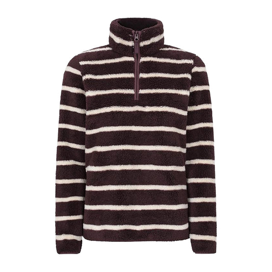Dark Brown - Front - Mountain Warehouse Womens-Ladies Teddy Striped Quarter Zip Fleece Top