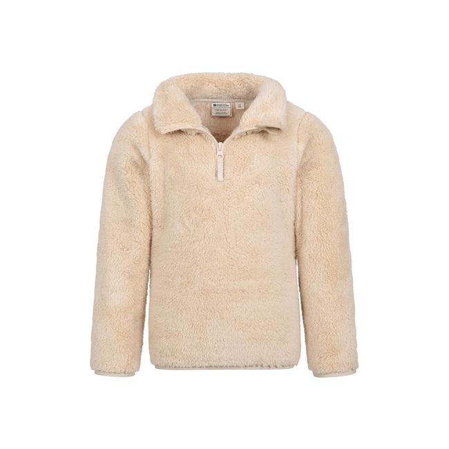 Beige - Lifestyle - Mountain Warehouse Childrens-Kids Teddy Half Zip Fleece Top